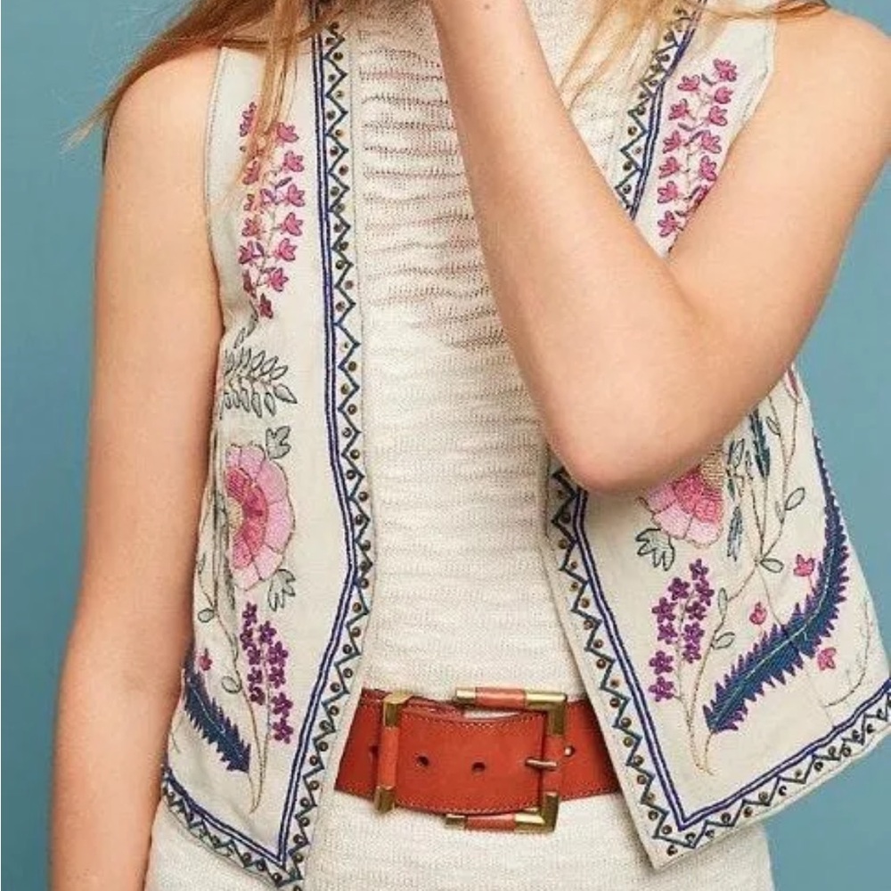 Anthropologie Ett:Twa Belle Embroidered Vest, 0/32